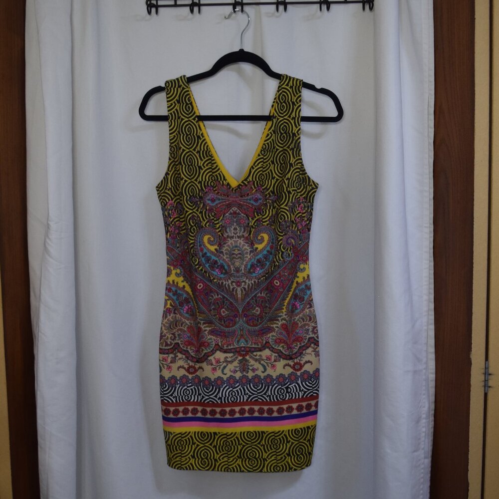 Bebe multi-color Dress with yellow interior, size small